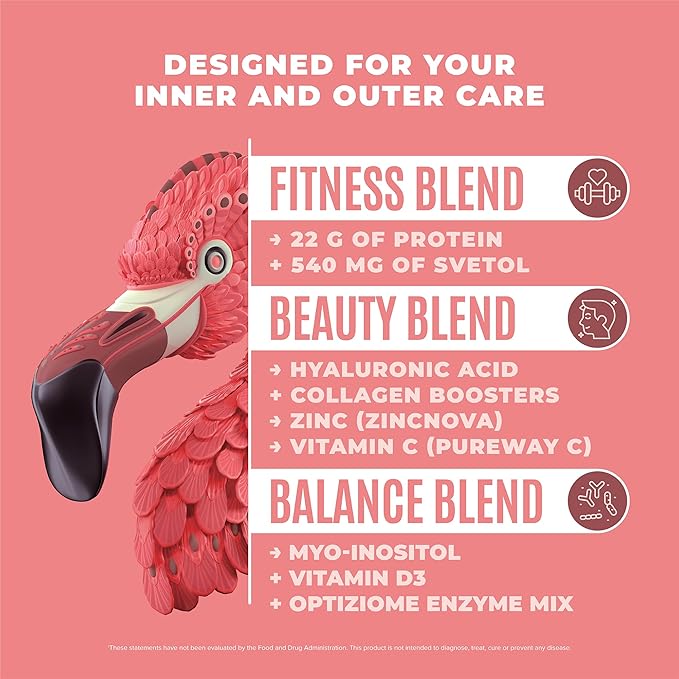 BIRDMAN Fitmingo Vegan Protein Powder with Inositol Collagen Boosters Hyaluronic Acid and Vitamins | Low Carb Dairy Free Low Calorie | 23g Plant Based Blueberry Protein Powder with Myo-Inositol