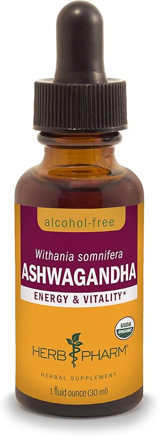 Herb Pharm Ashwagandha &amp Rhodiola Root Extracts for Energy Vitality Endurance &amp Stamina Alcohol-Free Glycerite &amp Organic Cane Alcohol 1 Oz Each