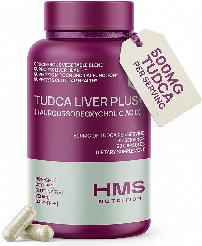TUDCA Liver Plus+ Liver Support Supplement for Liver Cleanse with Milk Thistle Seed Extract Vitamin B12 Folate Tudca Bile Salt Supplement (Tauroursodeoxycholic Acid) 60 Capsules 1 Month Supply