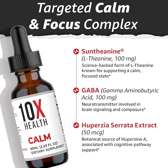 10X Health Optimize Daily Methylated Multivitamin &amp Calm Bundle - Multinutrient Capsules L Theanine &amp GABA Liquid
