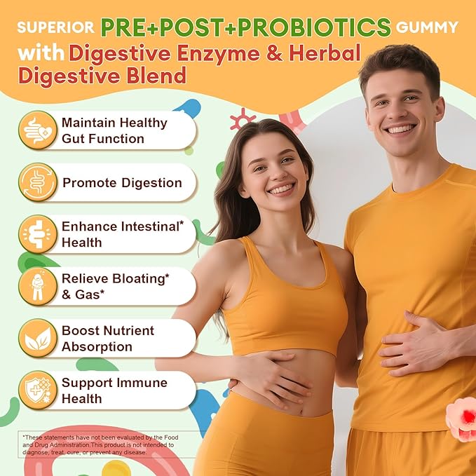 Totaria Sugar Free 5-in-1 Probiotic Prebiotic Postbiotic Gummy 36 Strains Probiotics for Women Men with Digestive Enzymes Peppermint Complete Immune Gut &amp Digestive Support Vegan 60 Counts