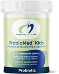 Designs for Health ProbioMed Kids Chewable Probiotic - 10b CFU Gut &amp Immune Support for Children - Lactobacillus Bifidobacterium + Saccharomyces boulardii - Delicious Berry Flavor (30 Tablets)