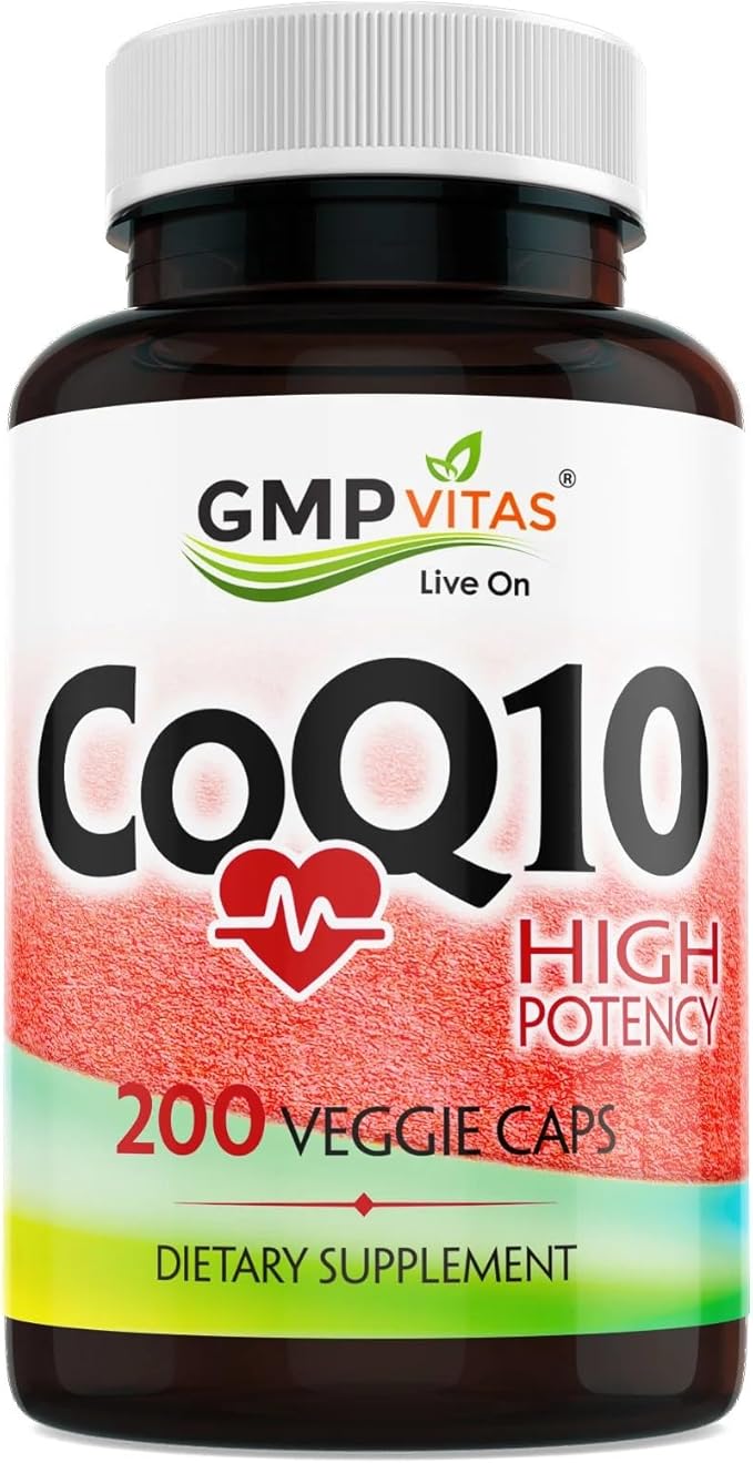 CoQ10 500mg High Potency Coenzyme Q10 Supplement 200 Vegetarian Capsules (6 Month Supply) Supports Heart Health Energy &amp Antioxidant Protection Made in USA