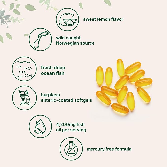Micro Ingredients Omega-3 Fish Oil 4200mg &amp Magnesium Oxide 400mg Bundle Pack | Wild-Caught Fish Lemon Flavored Burpless | Elemental Form for Max Concentration