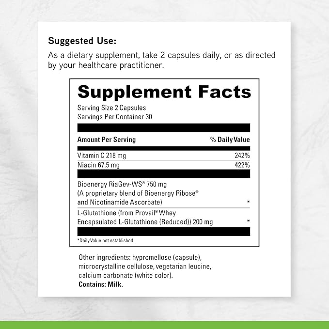 DAVINCI Laboratories NAD+ Activate with Glutathione - Cellular Energy Support Brain Health &amp Healthy Aging* - Vegetarian Soy Free &amp Gluten Free - 60 Capsules (30 Servings)