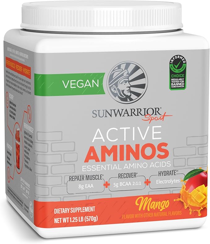 Sunwarrior Amino Acids Amino Energy Powder Essential Amino Acids EAA &amp BCAA | Muscle Repair Hydration &amp Recovery | Promote Wellness Strength &amp Endurance | Mango Flavor | 30 Servings | Acti