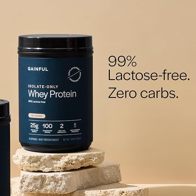 Gainful Isolate Only Whey Protein Powder + Neapolitan Flavor Bundle 25g Clean Protein Supports Lean Muscle and Recovery Virtually Lactose-Free Ultra Versatile 14 Servings + 14 Flavor Sticks