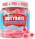 Butyrate Gummies with Probiotic + Prebiotic + Postbiotic Omega-3 500mgFiber with 9 Billion CFU Probiotics Calcium &amp Magnesium InulinPsyllium Husk for Digestive HealthBloating SupportSugar F