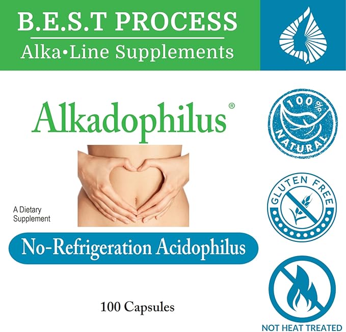 Alkadophilus (2 Pack) Best Process Alkaline — No Refrigeration Probiotic &amp Prebiotic Digestive Supplement — 1.5 Billion CFU of Good Bacteria &amp Beetroot