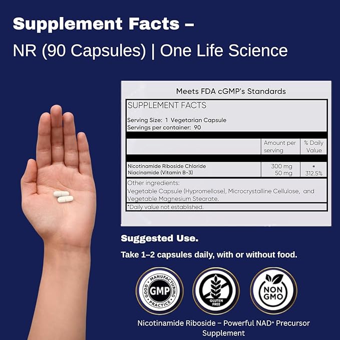 Ageless NAD+ Supplements for Women &amp Men | 300mg Nicotinamide Riboside Chloride | Dietary Supplement for Anti-Aging | Supports Energy Focus Stamina Fat Metabolism &amp Cognitive Function – 90