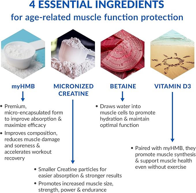 BioTrust Ageless Muscle Builder - Creatine HMB Powder with Vitamin D3 &amp Betaine - Build &amp Preserve Naturally Declining Muscle Mass &amp Strength - Citrus Splash 30 Servings