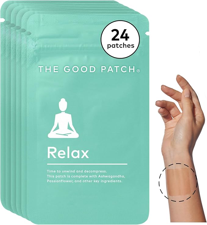 The Good Patch Relax Patches to Unwind and Decompress Natural Patch with Ashwagandha Ginger Root Plant Powered Wearable Wellness Sustained Release (24 Total Patches)