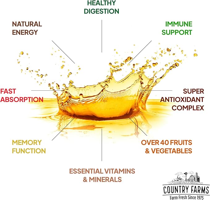 Country Farms Liquid Multivitamin Vitamins and Minerals for Immune Support and Energy Herbal Blend Vegan Multivitamin for Women and Men Gluten Free Tropical Fruit Flavor 32 fl oz
