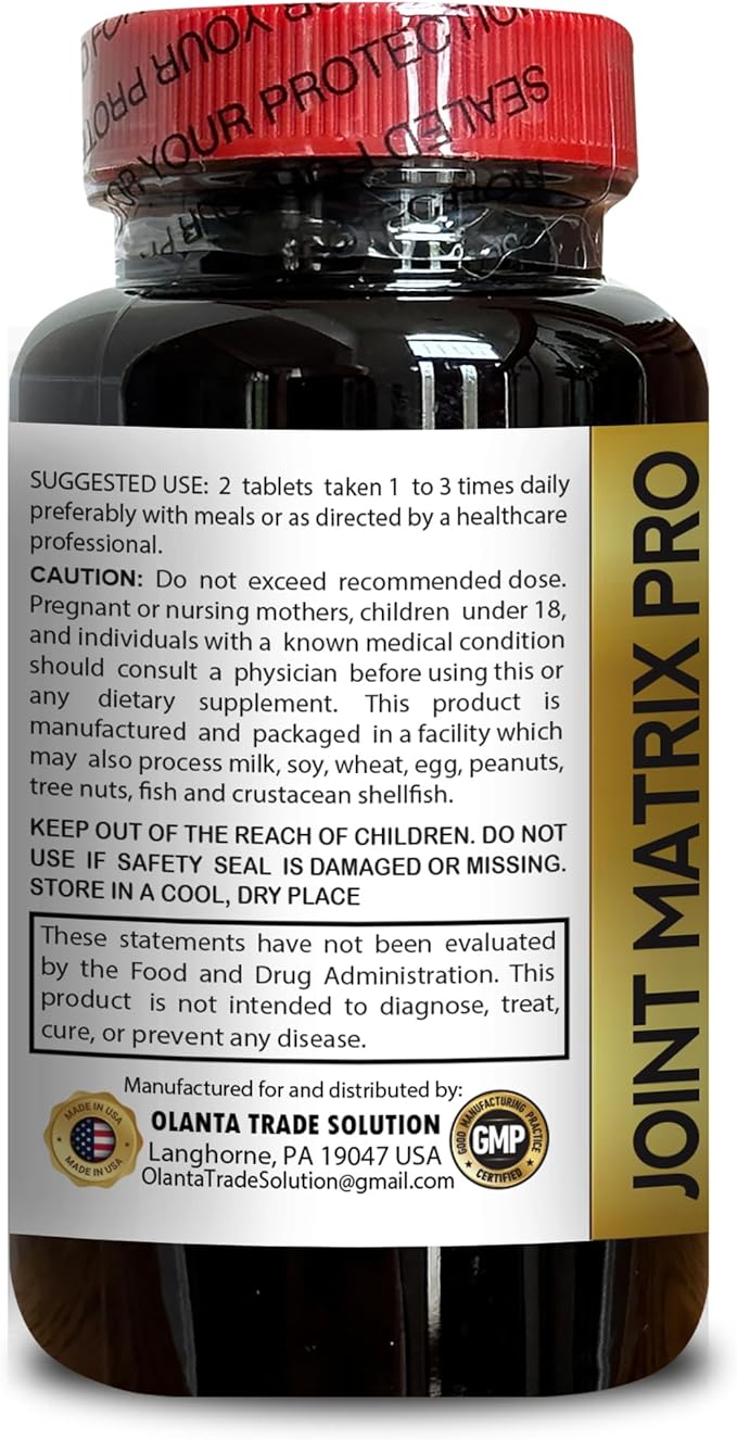 Joint Matrix PRO Natural Complex - Joint Health Supplement for Men Antioxidant Properties Non GMO Dietary Supplement Flexibility and Balance - 1 Bottle 90 Tablets
