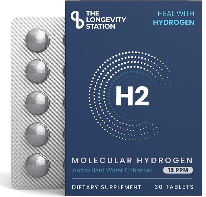 Molecular Hydrogen H₂ Tablets 12 PPM | Neutralize The Effects of Oxidative Stress &amp Free Radicals | Supports Cellular Health | Bioavailable Source of Magnesium | 30 Tablets