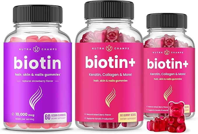NutraChamps Complete Biotin Bundle for Hair Skin &amp Nails. Biotin &amp Biotin+