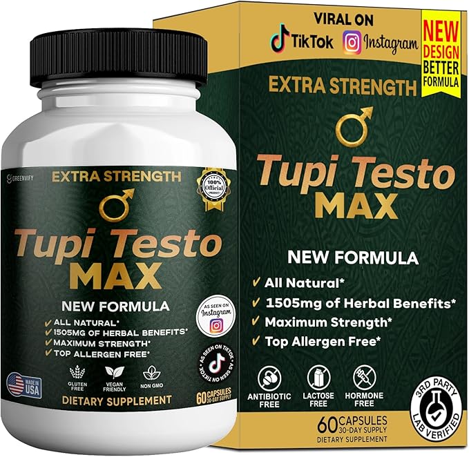 Tupi Testo MAX Organic Maca Root Blend Black Pepper 60 Capsules 30-Day Supply (1)