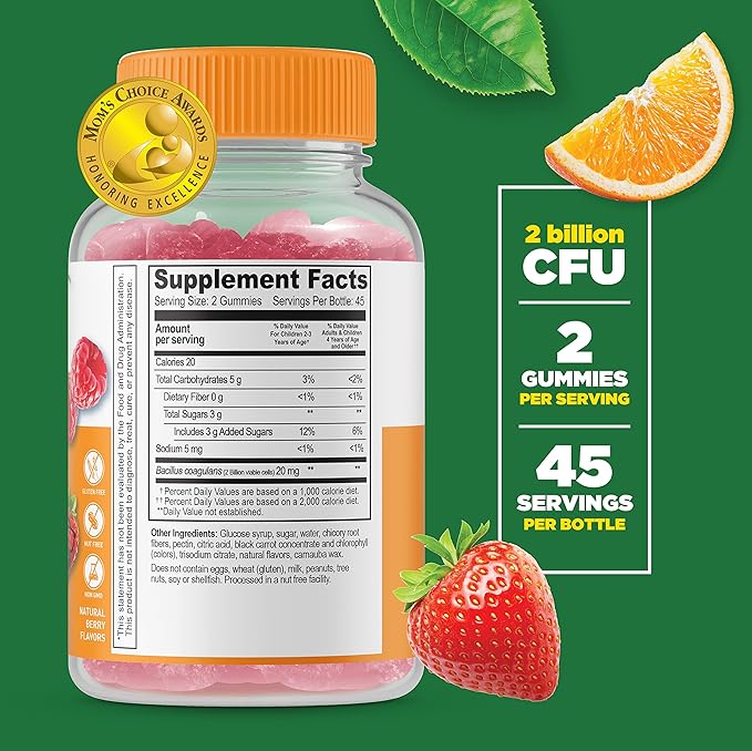 Lifeable Probiotic 2 Billion CFU Kids + Vitamin C Kids Gummies Bundle - Great Tasting Vitamin Supplement Gluten Free GMO Free Chewable Gummy