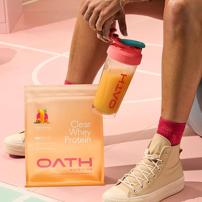 Oath Nutrition Clear Whey Isolate Protein Powder Island Mango 20g Complete Protein per Serving No Added Sugar Grass-Fed 18 Servings