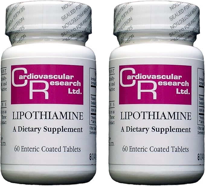 Cardiovascular Research Lipothiamine Vitamin B1 with Alpha-Lipoic Acid New Tamper Resistant Tearstrip Store and Ship Box 120 Count