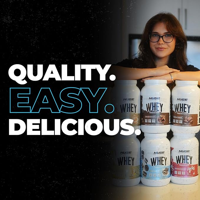 Huge Whey Protein Powder for Muscle Gain 25g Protein 12g EAAs Supports Muscle Growth Performance &amp Recovery (Cookie &amp Cream 30 Servings)