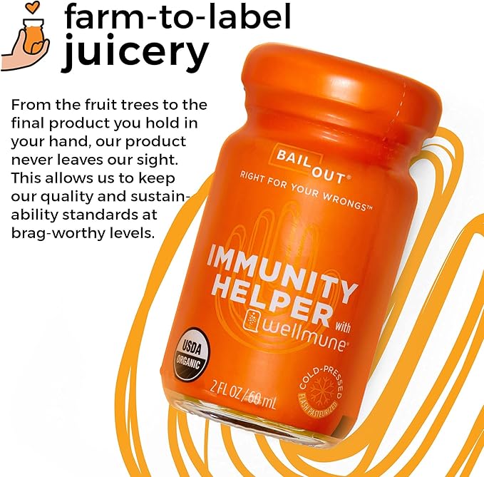 BAILOUT Wellness - Immunity Helper Daily Immune Support with Vitamin C Turmeric Ginger and More 2 Fluid Ounces Pack of 12