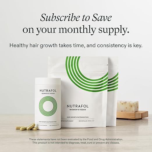 Nutrafol Women's Hair Growth Supplements For Women 18-44 Years Old Clinically Tested for Visibly Thicker Stronger Hair 100% Vegan Ingredients Dermatologist Recommended - 1 Month Supply