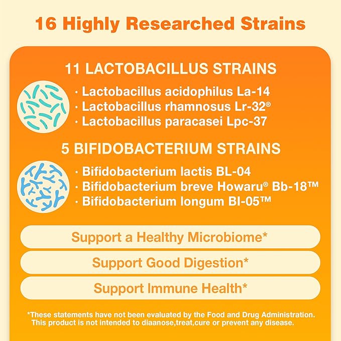 Vitamin World Probiotic 16 20 Billion CFU 16 Strains with Prebiotic Fiber for Digestive &amp Immune Health Probiotics for Women &amp Men Non-GMO Gluten Free 120 Veggie Capsules 60 Day Supply
