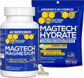 Magtech Magnesium Capsules + Hydration Creatine Powder Lemon Lime Bundle - 3 Forms of Magnesium - Featuring Magtein L-Threonate - Brain Health &amp Hydration Support* - 74 Total Servings