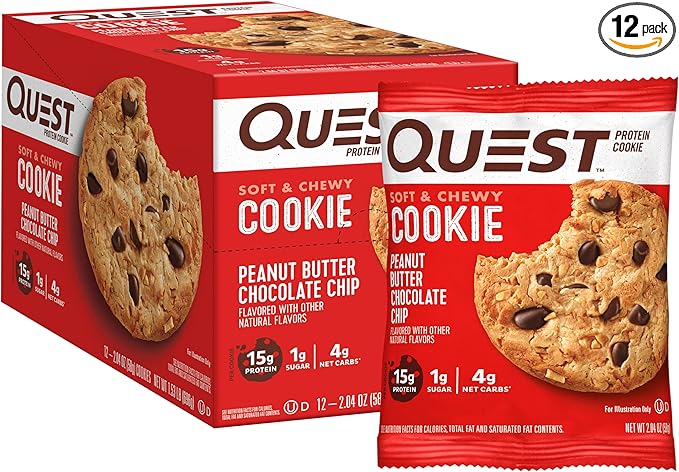 Quest Chocolate Brownie Protein Bars &amp Peanut Butter Chocolate Chip Protein Cookie Bundle High Protein Low Carb Gluten Free Keto Friendly 12 Count &amp 24.5 Oz
