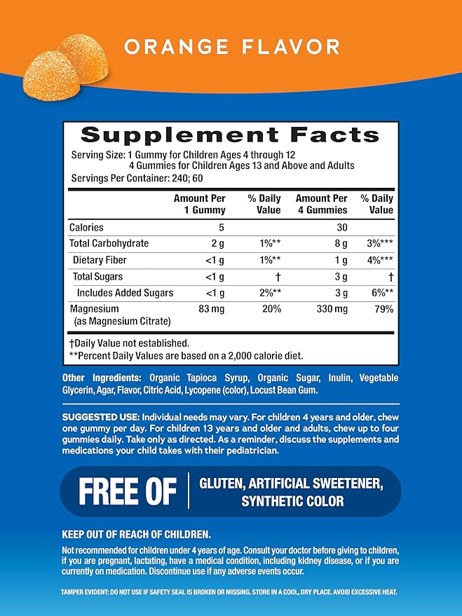 Natural Vitality Calm Magnesium Gummies | 330mg Per Serving | Orange Flavored Supplement | Gluten-Free &amp Vegan | 240 Count