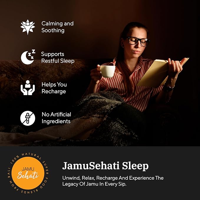 JAMUSEHATI Jamu Sleep Drink Mix Natural Superfoods Blend from Bali Containing Ginger Nutmeg Cinnamon and Star Anise Cylinder (300g)