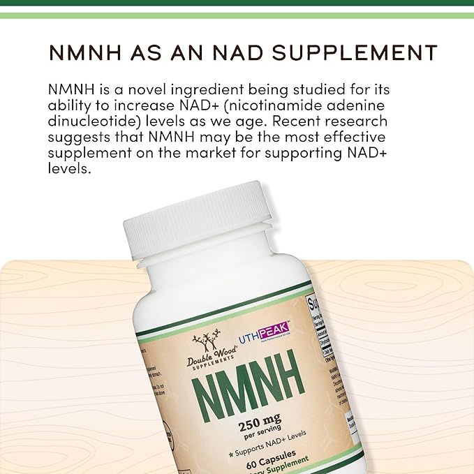 NMNH (NMN Supplement Alternative) Only Clinically Studied Ingredient - Boosts NAD+ Levels for Anti Aging and Cell Regeneration by Double Wood (Pack of 2)