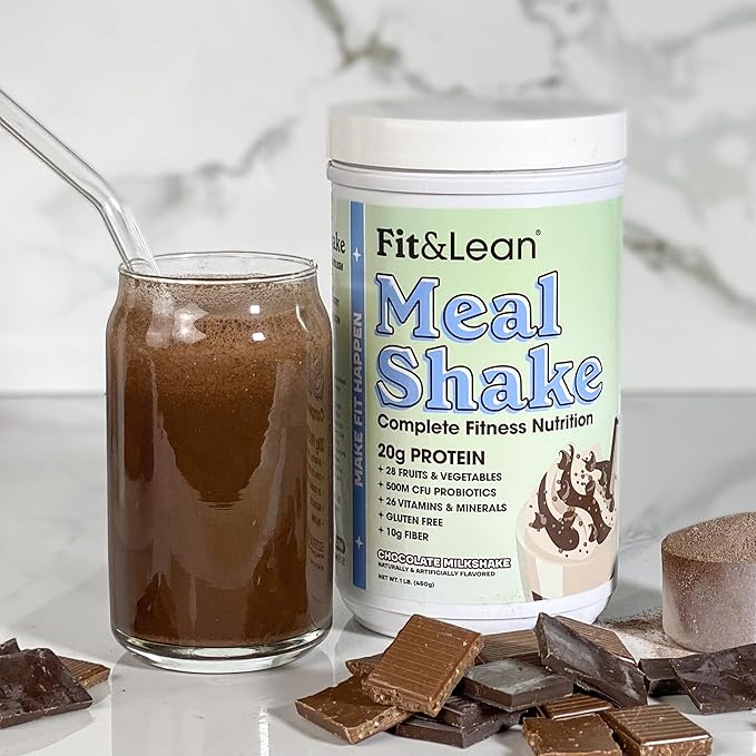 Fit &amp Lean Meal Shake Fat Burning Meal Replacement Protein Fiber Probiotics Chocolate 1lb 10 Servings Per Container