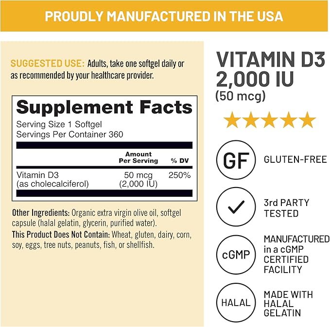 NatureWise [1] Vitamin D3 2000iu + Organic Olive Oil - 360 Mini Softgel [360-Day Supply] + (Pack of 2) Omega3 Fish Oil 1000mg + Vitamin E - Wild-Caught - 360 Softgels[180-Day Supply]