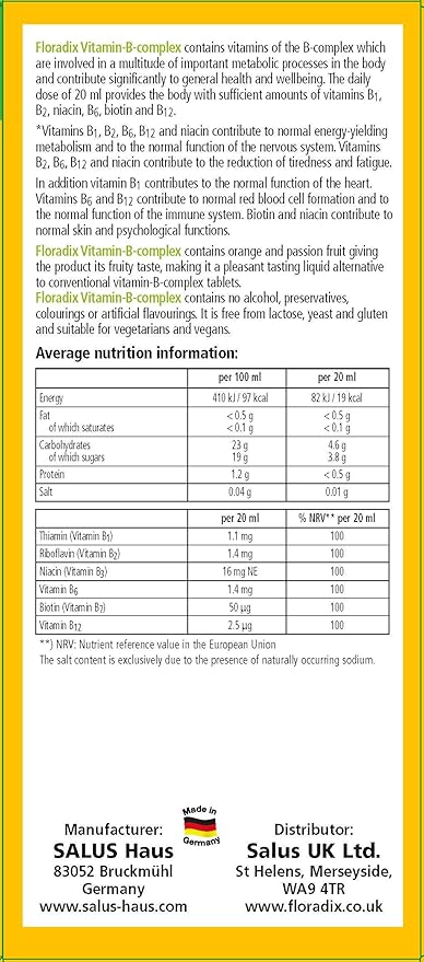 Floradix Vitamin B Complex Liquid Formula 250 ml
