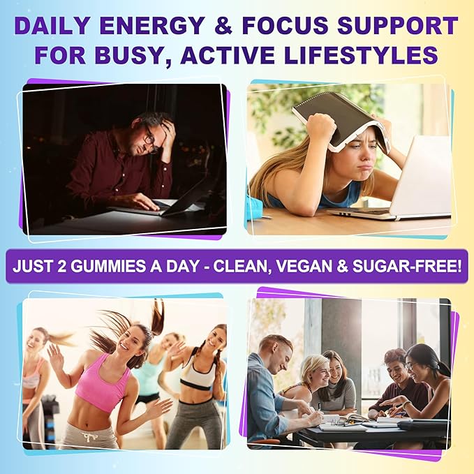 Vitamins B12 &amp B6 Gummies Boost Energy w/Methyl B12 1000mcg L-Methylfolate B6 Omega-3 DHA Magnesium | Methylated B-Complex Multivitamin Supplement for Brain Function &amp Methylation Vegan