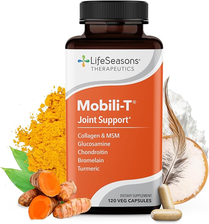 LifeSeasons Mobili-T - Joint Support Supplement - Reduces Aches &amp Discomforts - Increase Range of Motion - Rebuild Tissue &amp Cartilage - MSM Chondroitin Collagen Glucosamine &amp Turmeric - 12