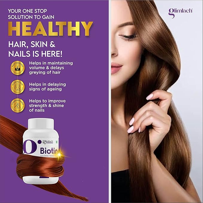 GLIMLACH Biotin 10000mcg Hair Growth Supplement for Men &amp Women 250 Veggie Tablets (Pack of 5 50 Tablets Each Jar)