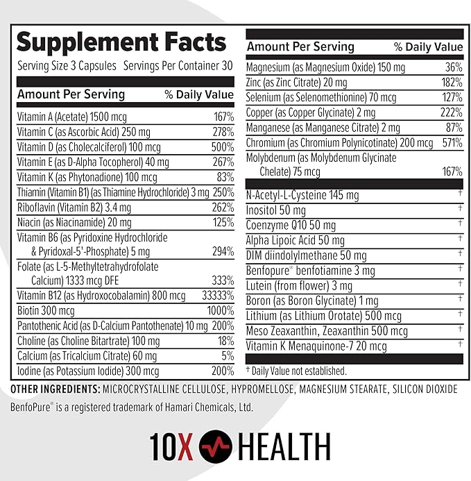 10X Health Optimize (Daily) &amp Sleep (PM) Bundle - Methylated Multivitamin Capsules + Magnesium L Theanine &amp Melatonin
