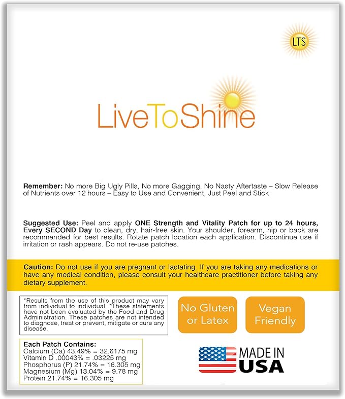 Live To Shine Turmeric Curcumin Plus Calcium Magnesium D Patch Bundle – 2 Packs – One Month Supply – Easy-to-Use USA Made – Trusted Transdermal Support from