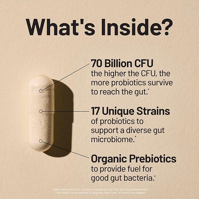 NatureWise [1] Probiotics 70 Billion CFU + Organic Prebiotics - 30 Capsules[1-Month Supply] + [1] Magnesium Glycinate 625mg - Chelated Magnesium - 30 Capsules[30-Day Supply]