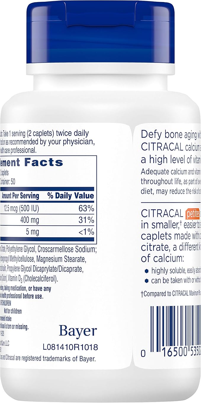 Citracal Calcium Citrate Petites W/Vitamin D Tablets 100 Ct (4 Pack)
