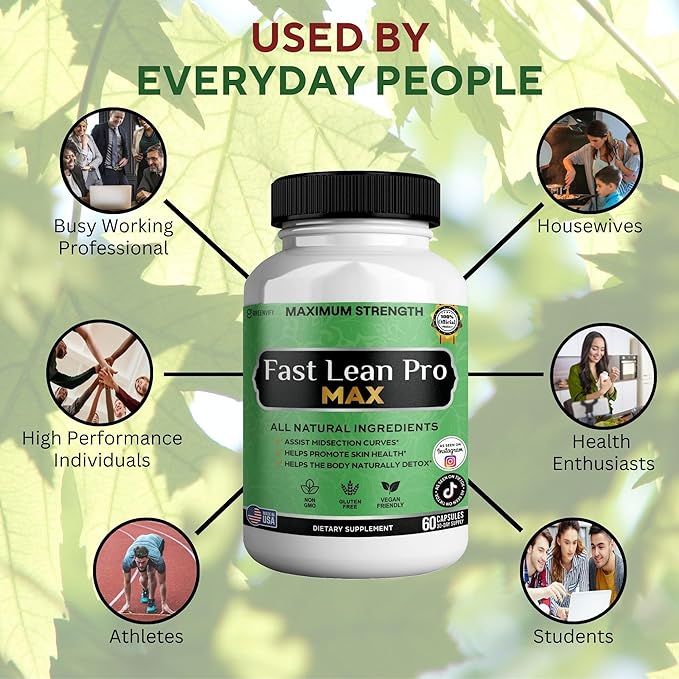 Fast Lean Pro Max Natural Dietary Supplement 60 Capsules 30-Day Supply All Natural Ingredients Vegan Friendly (3)