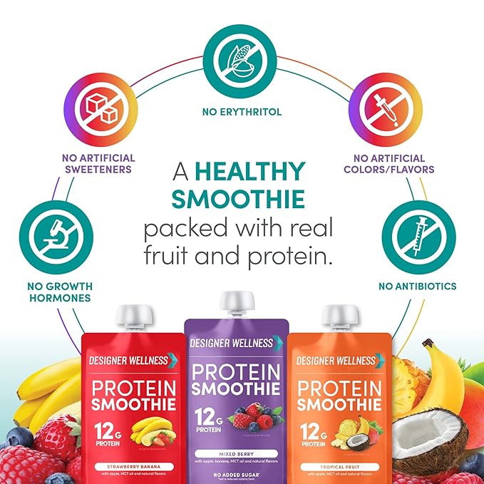 Designer Wellness Protein Smoothies Original Variety Pack &amp Super Fruits Variety Pack Bundle
