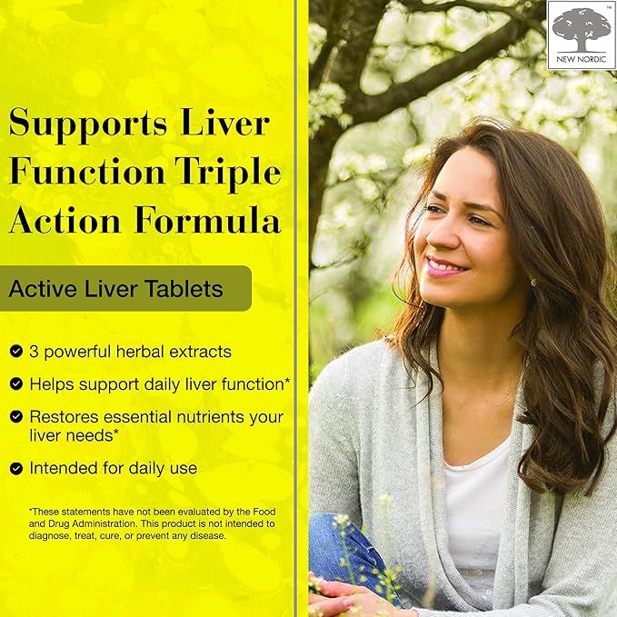 NEW NORDIC Active Liver 90-Day Supply Daily Liver Supplement Milk Thistle Artichoke &amp Turmeric 90 Tablets