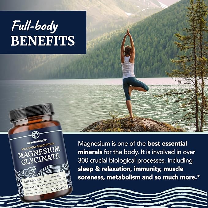 Magnesium Glycinate 400mg (120ct) &amp Magnesium Citrate 500 MG (60ct) | High Absorption Calm Relaxation Digestion &amp Muscle Support | Non-GMO Vitamin and Mineral Bundle