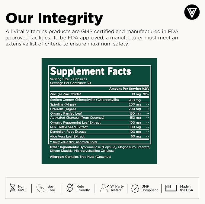 Vital Vitamins Vegan Collagen Booster + Chlorophyll Complex Capsules