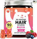 Biotin Gummies for Hair Skin &amp Nails. 5000 mcg High Potency Vegan Vitamins for Faster Hair Growth Stronger Nails &amp Healthy Skin. with Vitamins C &amp E 90 Gummies