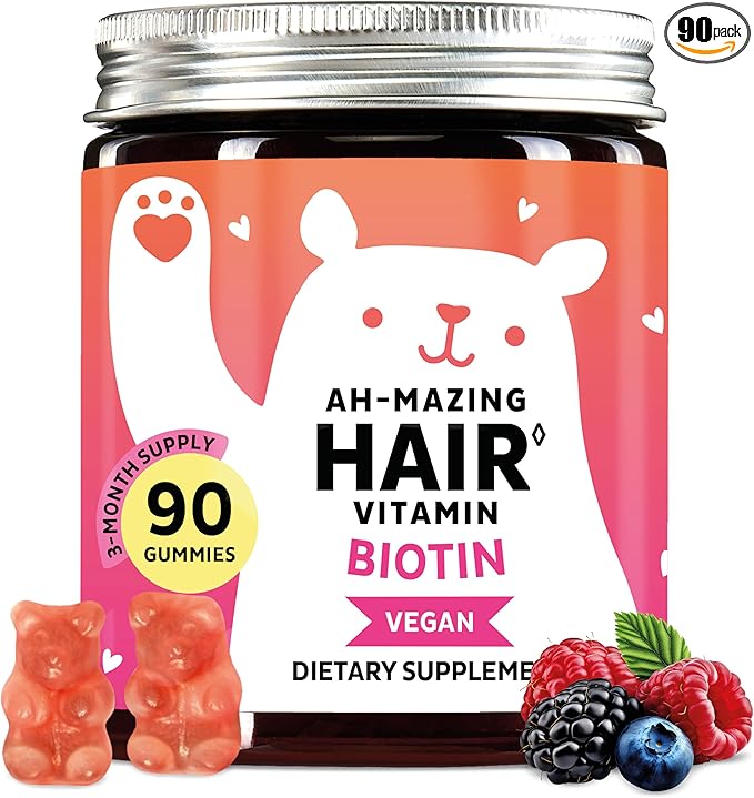 Biotin Gummies for Hair Skin &amp Nails. 5000 mcg High Potency Vegan Vitamins for Faster Hair Growth Stronger Nails &amp Healthy Skin. with Vitamins C &amp E 90 Gummies